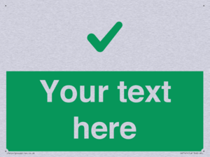 Custom green background, green tick sign